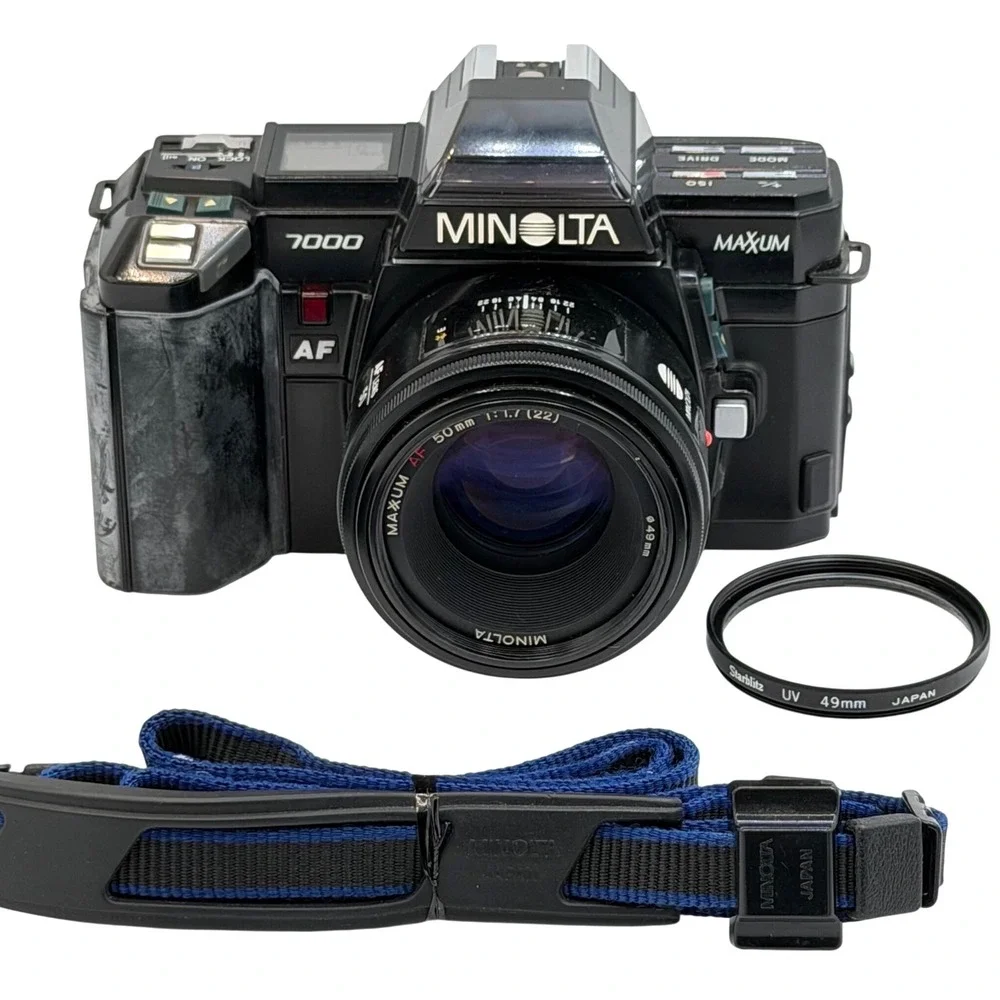 Minolta Maxum 7000 AF 35mm Film SLR Camera with 50mm f1.7 Lens and Strap WORKS